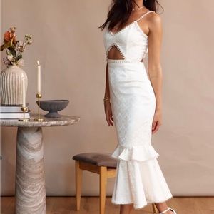 V Chapman beautiful white Pearl Embroider Dress